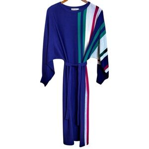 Brandini Vintage 80s Knit Dolman Sleeve Stripe Sweater Dress M
